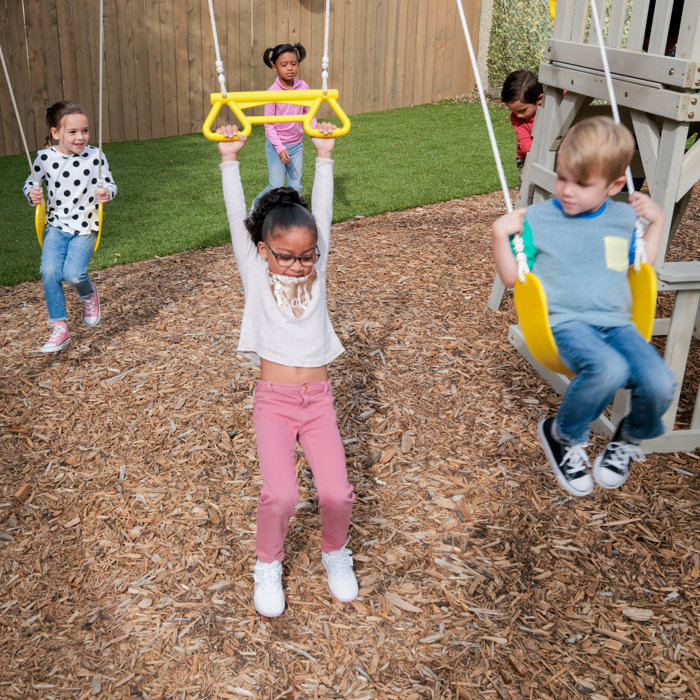 KidKraft Seacove Wooden Playset/Swing Set With Table & Bench, Slide And